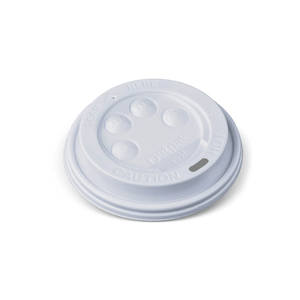 12 / 16 / 20oz BUTTON HOT CUP LID White - 100/SLV x 10