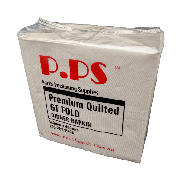 PPS Quilted Dinner 2ply White GT Fold Napkin - 100/SLV x 10