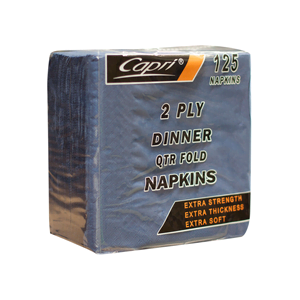 Blue 2ply QTR Fold Dinner Napkin - 125/SLV X 8