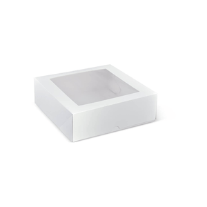 9 INCH SQUARE PATISSERIE BOX White - 50/SLV x 4