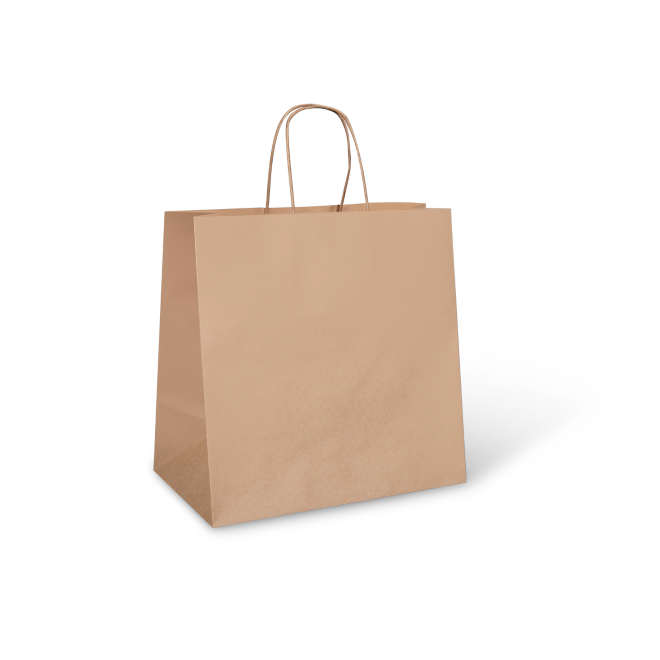 UberEats Styled Plain Paper Bag - LARGE TWIST HANDLE BAG BROWN 18KG - 305x305x175mm - 250 Bags / CTN