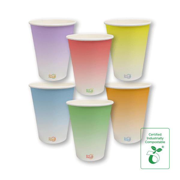 12oz Double Lined Compostable Paper Cold Cup Colour Fade Series - 50/SLV