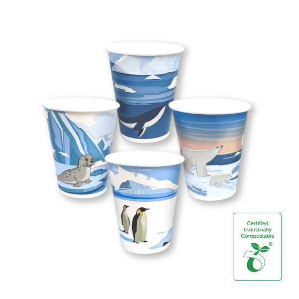 12oz Double Lined Compostable Paper Cold Cup Iceberg Series - 50/SLV