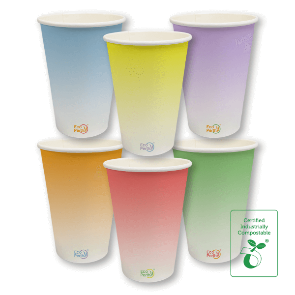 14oz Double Lined Compostable Paper Cold Cup Colour Fade Series - 50/SLV x 20