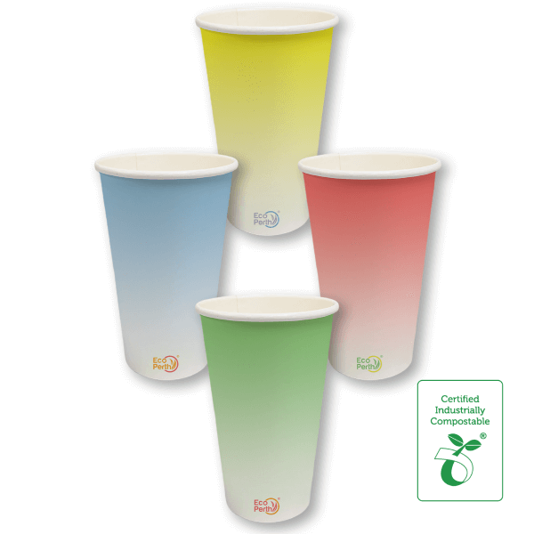 16oz Double Lined Compostable Paper Cold Cup Colour Fade Series - 50/SLV