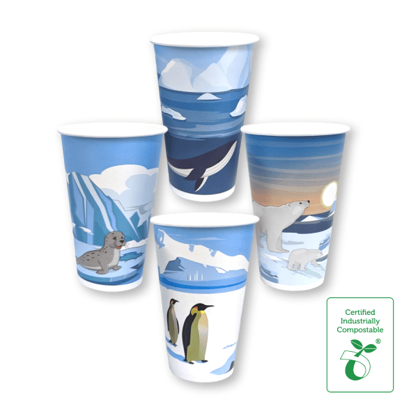 16oz Double Lined Compostable Paper Cold Cup Iceberg Series - 50/SLV x 20