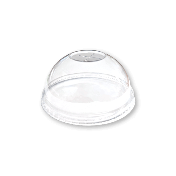 PET Clear 90mm Dome Lid Clear X Hole - 100/SLV x 10
