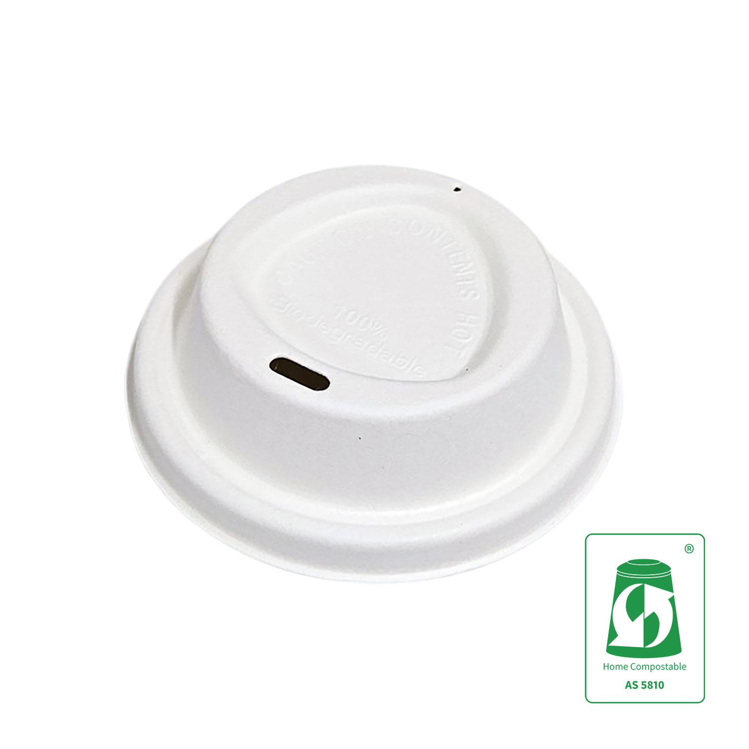 Compostable Sugarcane Lid (80mm) for Hot Cup White - 50/SLV
