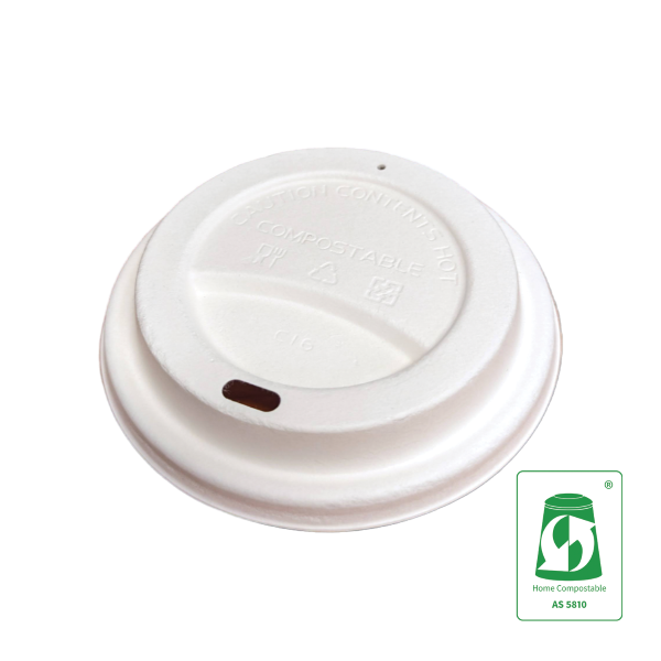 Compostable Sugarcane Lid for Hot Cup White - 50/SLV