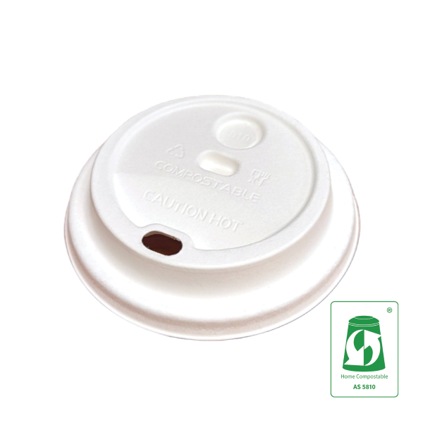 Compostable Sugarcane Lid for Hot/Cold Cup (White) - 50/SLV