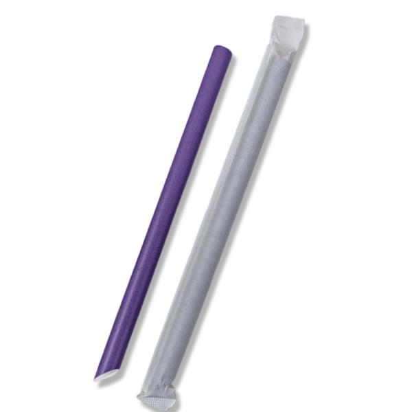 Paper Bubble Tea Straw Purple (4ply) - Individually Wrapped - 100/SLV x 40