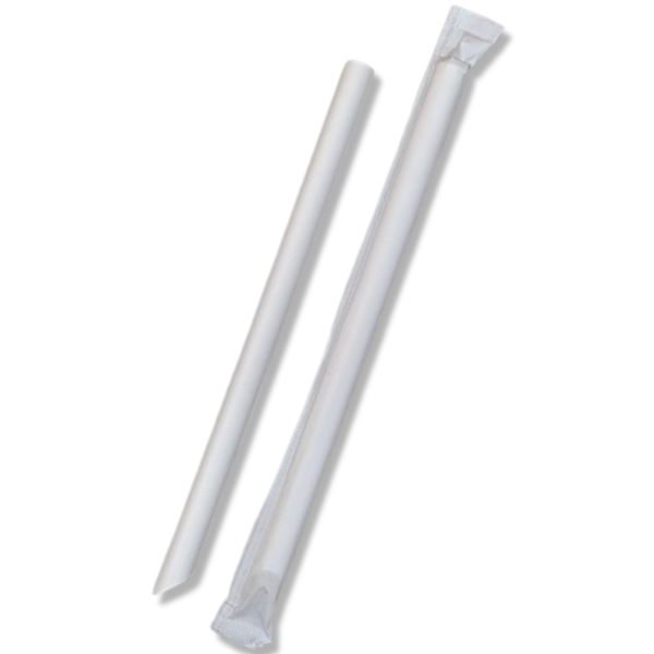 Paper Bubble Tea Straw White (4ply) - Individually Wrapped - 100/SLV