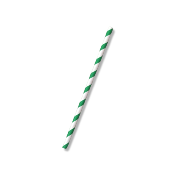 Paper Regular Straw Green Stripe (3ply) - 100/SLV