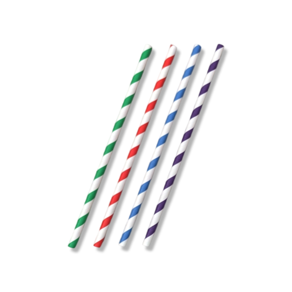 Paper Regular Straw Mix Colour Stripe (3ply) - 100/SLV x 25