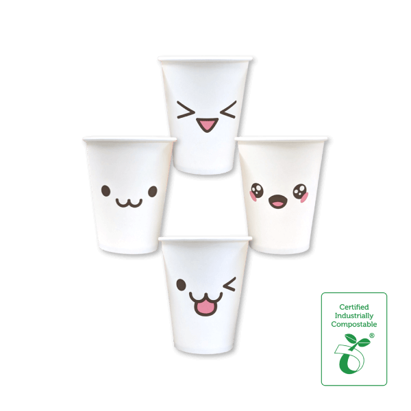 12oz Single Wall Compostable Paper Hot Cup Superb Emoji Series - 50/SLV