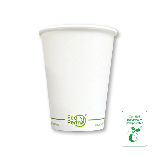 12oz Single Wall Compostable Paper Hot Cup Green Stripe Series - 50/SLV x 20