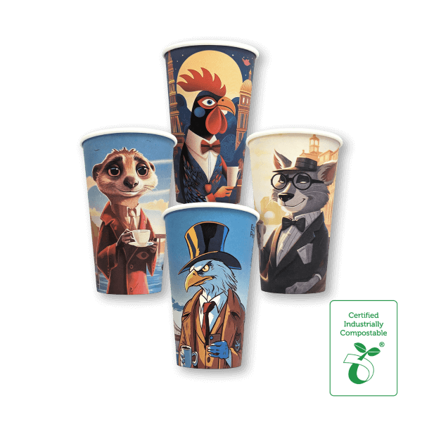 16oz Single Wall Compostable Paper Hot Cup Coffee Break Series - 50/SLV x 20