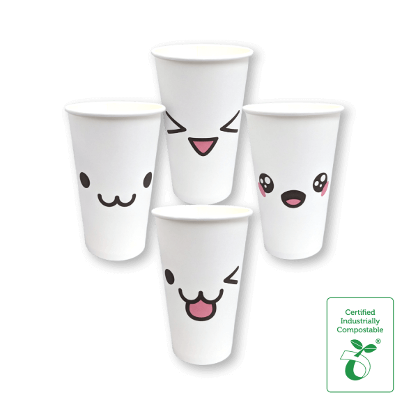 16oz Single Wall Compostable Paper Hot Cup Superb Emoji Series - 50/SLV