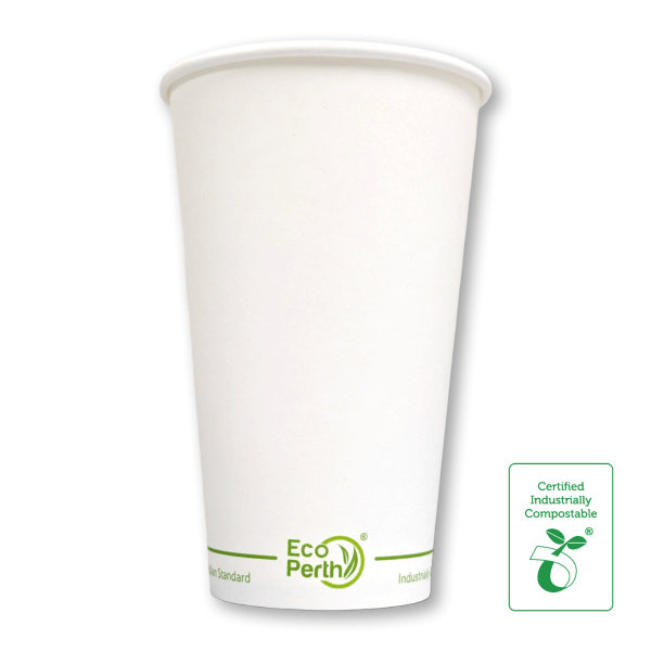 16oz Single Wall Compostable Paper Hot Cup Green Stripe Series - 50/SLV