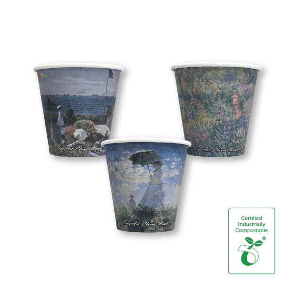8oz Single Wall Compostable Paper Hot Cup Fine Art Series - Monet - 50/SLV x 20