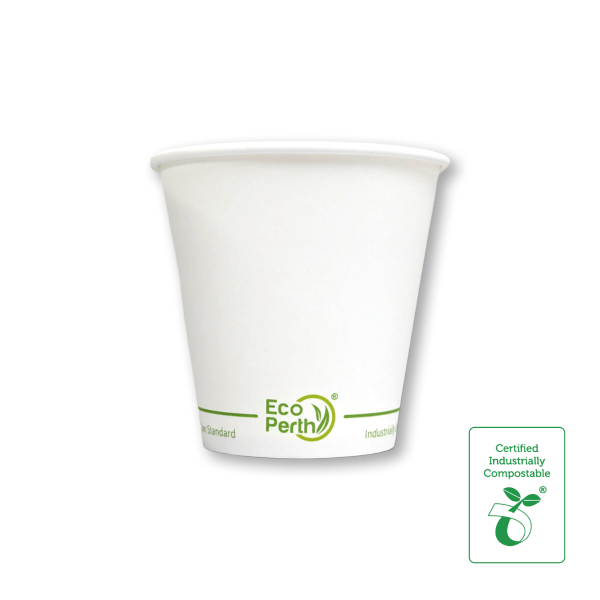 8oz Single Wall Compostable Paper Hot Cup Green Stripe Series - 50/SLV