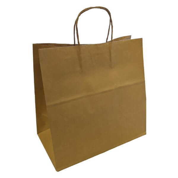 UberEats Size Kraft Food Delivery Bag - Twisted Handle Bag - 305 x 305 x 175mm - 250/CTN