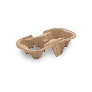 2 Cup Moulded Fibre Carry Tray - 50/SLV x 10
