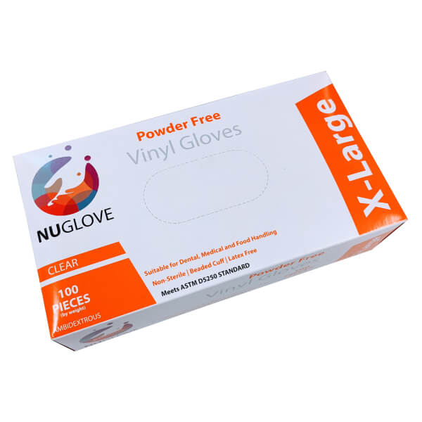 Nu Glove Vinyl Powder Free Extra Large Clear - 100/Box