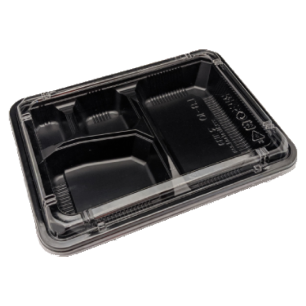 Bento Box Body 4 Compartment LB-10 Black HIRO - 50/SLV