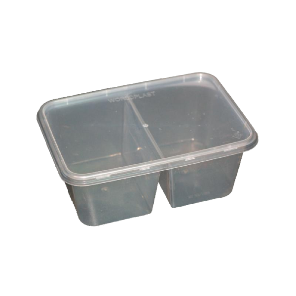 W Premium 1000ml Compartment Plastic Container - 50/SLV x10